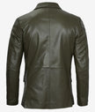 Mens Two Button Green Leather Blazer