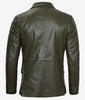 Mens Two Button Green Leather Blazer