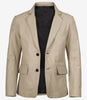 Mens Two Button Beige Leather Blazer