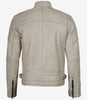 Mens Off White With Gray Wax Biker Leather Jacket