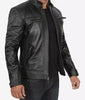 Mens Tall Black Quilted Leather Jacket