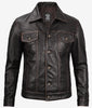 Mens Dark Brown Leather Trucker Jacket