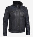 Mens Cafe Racer Distressed Black Leather Jacket