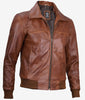 Brown Leather Bomber Jacket Mens