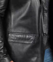 Mens Tall Two Button Black Leather Blazer
