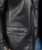 Mens Tall Two Button Black Leather Blazer
