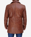Mens Tall 3 4 Length Cognac Leather Car Coat