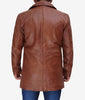 Mens Tall 3 4 Length Cognac Leather Car Coat