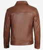 Mens Classic Shirt Collar Cognac Trucker Leather Jacket