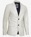 Mens Two Button White Leather Blazer