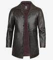 Mens Tall Vintage Dark Brown Leather Coat