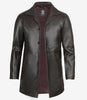 Mens Tall Vintage Dark Brown Leather Coat