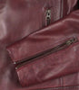 Mens Biker Style Burgundy Leather Jacket