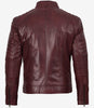 Mens Biker Style Burgundy Leather Jacket