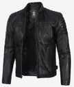 Men's Black Biker Style Leather Jacket