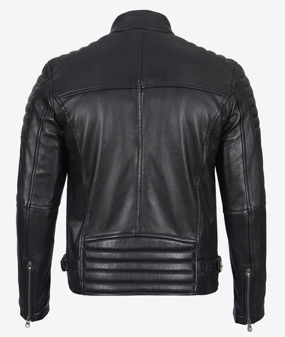 Men's Black Biker Style Leather Jacket