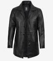 Men's 3/4 Length Lambskin Leather Black Car Coat
