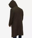Mens Dark Green Hooded Wool Coat