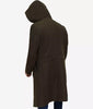 Mens Dark Green Hooded Wool Coat