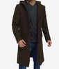 Mens Dark Green Hooded Wool Coat