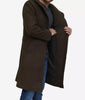 Mens Dark Green Hooded Wool Coat