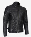 Men's Black Biker Style Leather Jacket
