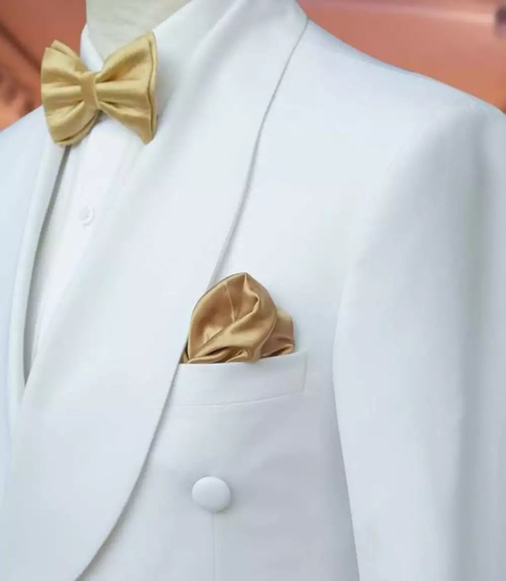 Mens Shawl Lapel Double Breasted White Tuxedo