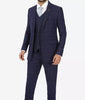 Mens Three Piece Navy Blue Herringbone Suit