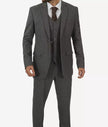 Grey Three Piece Two Button Suit Mens