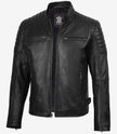 Mens Black Cafe Racer Leather Jacket