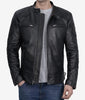 Mens Black Leather Cafe Racer Jacket