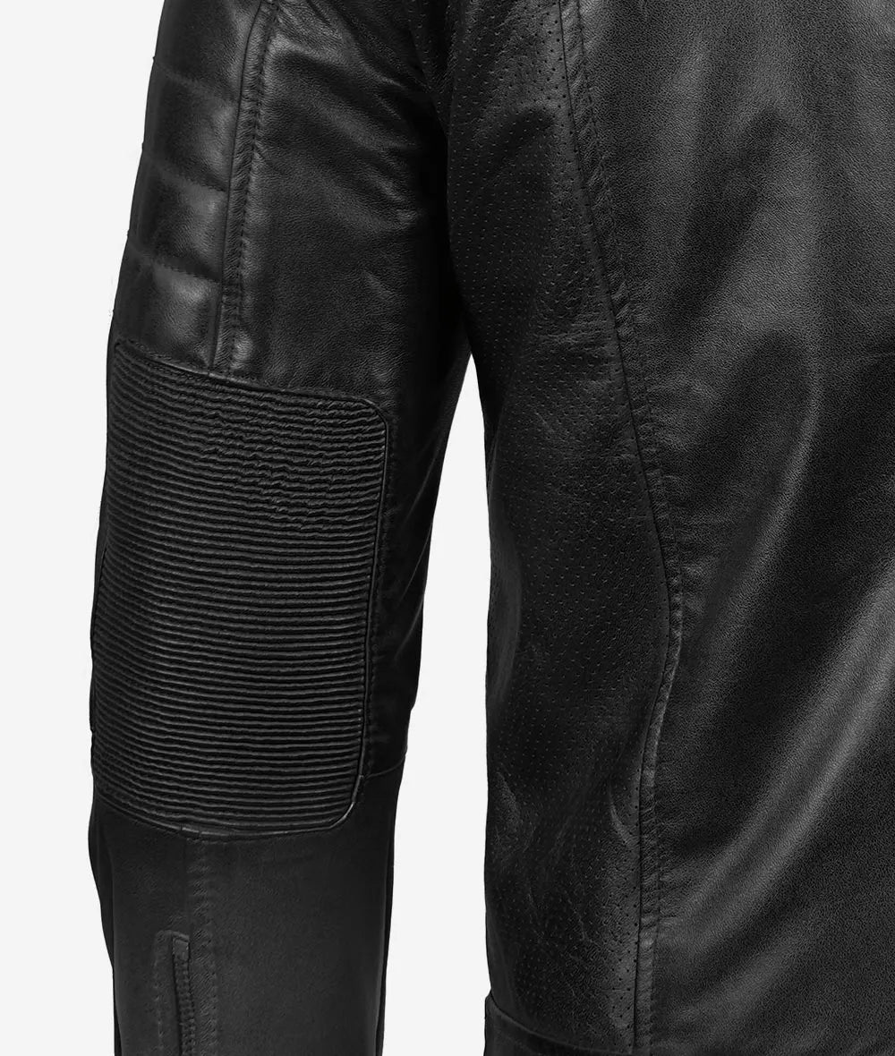 Austin Mens Lambskin Black Cafe Racer Leather Jacket