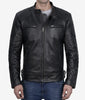 Mens Black Leather Cafe Racer Jacket