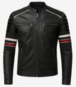 Mens Black Lambskin Leather Biker Jacket