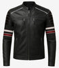 Mens Black Lambskin Leather Biker Jacket