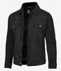 Mens Black Suede Trucker Jacket