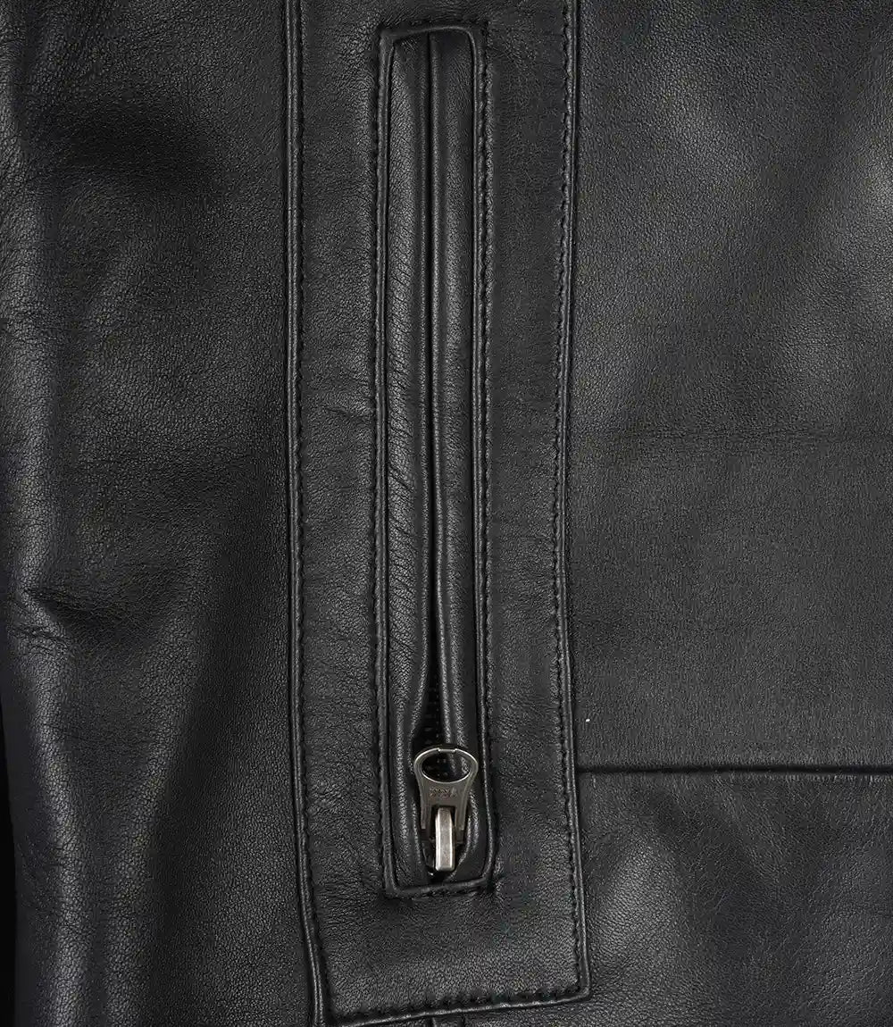 Bristol Black Mens Leather Car Coat