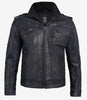 Mens Cafe Racer Distressed Black Leather Jacket