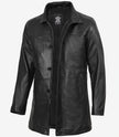 Bristol Black Mens Leather Car Coat