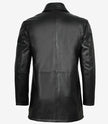Mens Black Leather Coat With Brown Detailing