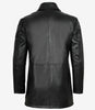 Mens Black Leather Coat With Brown Detailing