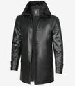 Black Shearling Three Quarter Length Coat Mens