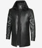 Black Shearling Three Quarter Length Coat Mens