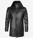 Black Shearling Three Quarter Length Coat Mens