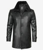 Black Shearling Three Quarter Length Coat Mens