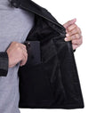 Black Snap Button Collar Cowhide Jacket Mens