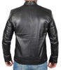 Dodge Black Mens Leather Racer Jacket