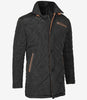 Mens Black Quilted Coat With Brown Detailing