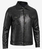 Mens Black Leather Trucker Jacket