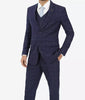Mens Three Piece Navy Blue Herringbone Suit